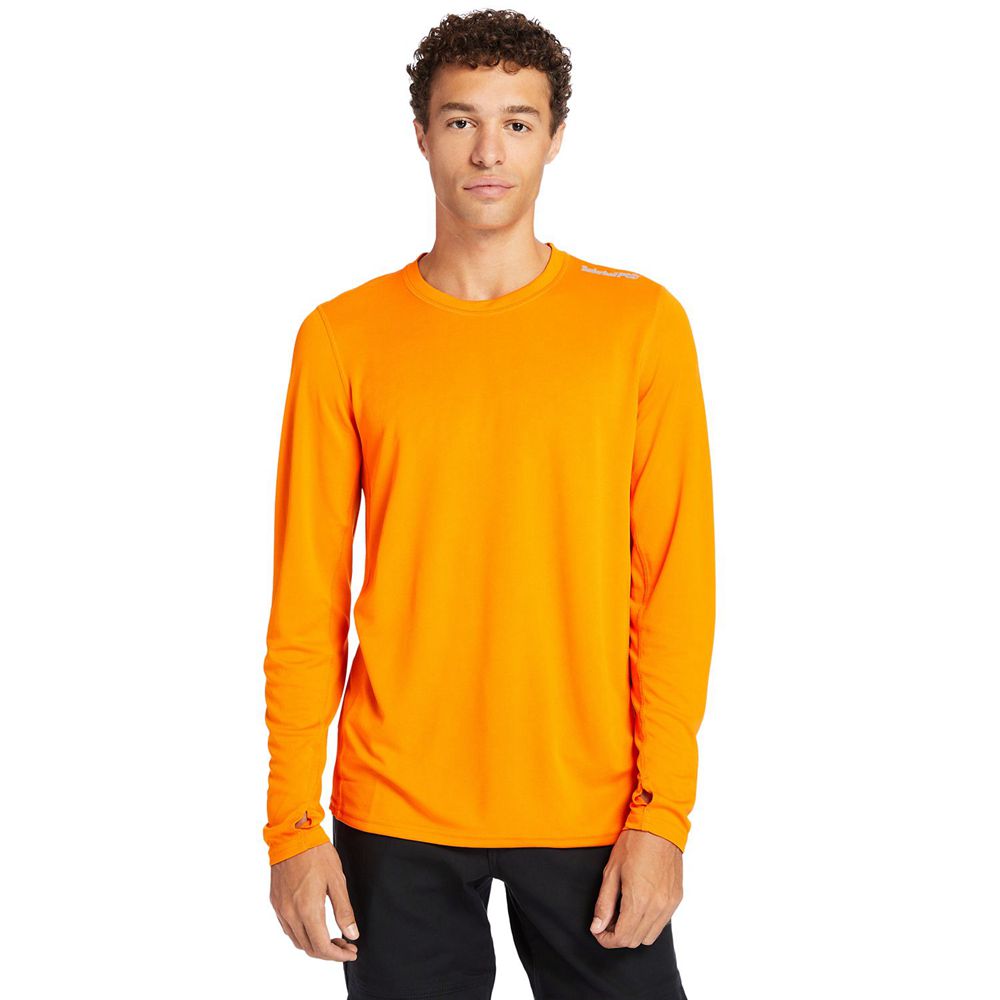 Camisetas Timberland Argentina Hombre - Pro® Wicking Good Long Sleeve - Naranjas - KAYJRG-908